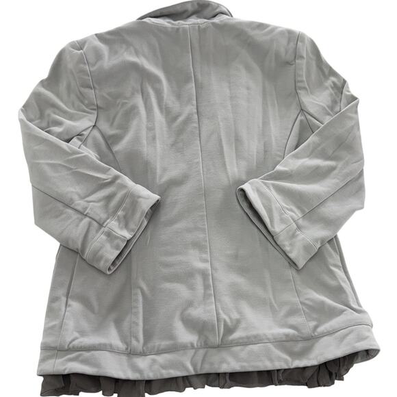 Cartonnier Blazer Womens Medium Gray Ruffle Hem Cotton Jacket Anthropologie - Picture 2 of 8